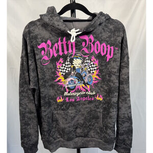 Betty Boop Hoodie Women's Small Motorcycle Club Los Angeles Gray Graphic Print